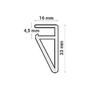 PVC profiel verticaal, 2,50 m x 3,3 cm