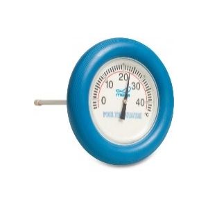 Thermometer Mega. Groot  rond model met blauw drijfband.
