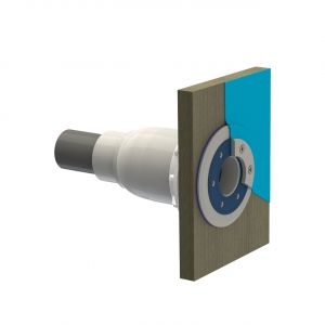 Spectravision polyesterdoorvoer voor baden met dunwandige polyester, RVS of houten baden voorbeeld