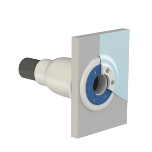Spectravision polyesterdoorvoer voor baden met dunwandige polyester, RVS of houten baden voorbeeld