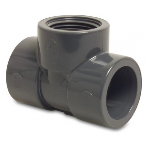 T-stuk 90° met lijmverbinding 63mm en 1/2" binnendraad