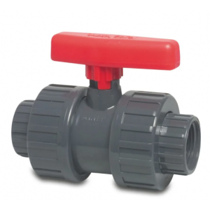 Kogelkraan model 1". PVC met dubbele wartel.