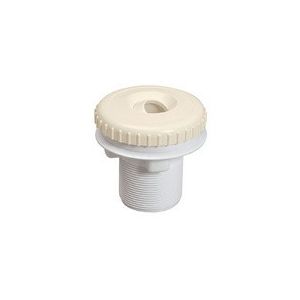 Witte wanddoorvoer met zandkleurige nozzle voorkant 