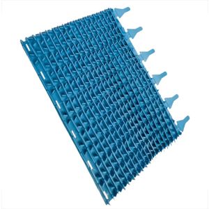 W1585A Blauwe lamellen borstel.  voorkant