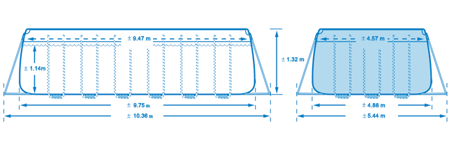 Afmetingen Intex Ultra frame zwembad 975x488